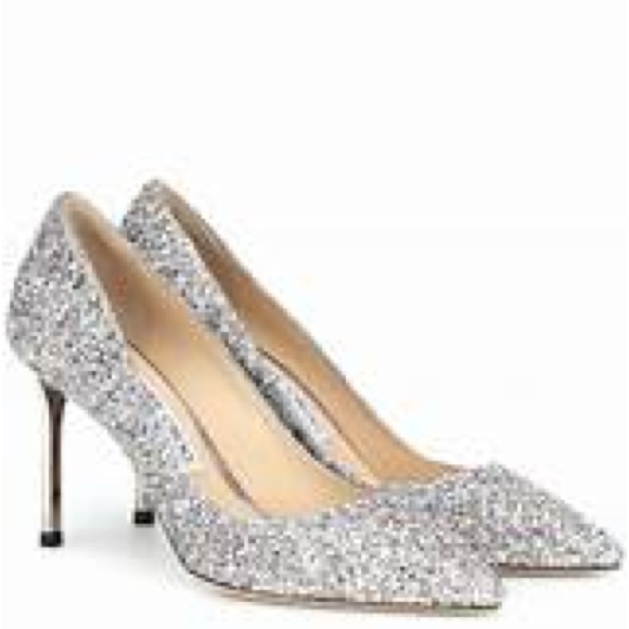 Jimmy Choo Romy 85 Glitter Heels - Picture 1 of 8